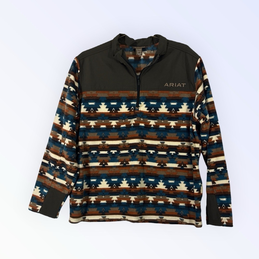 Ariat Basis 2.0 Men's XL Sweatshirt Aztec Canyon Allover Print 1/4 Zip